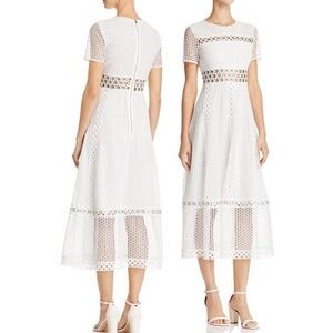 Maje white embroidered midi dress